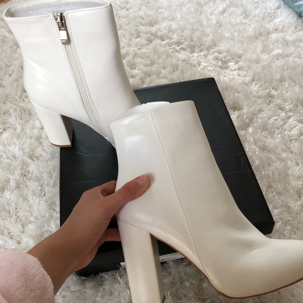 Pretty little thing white booties